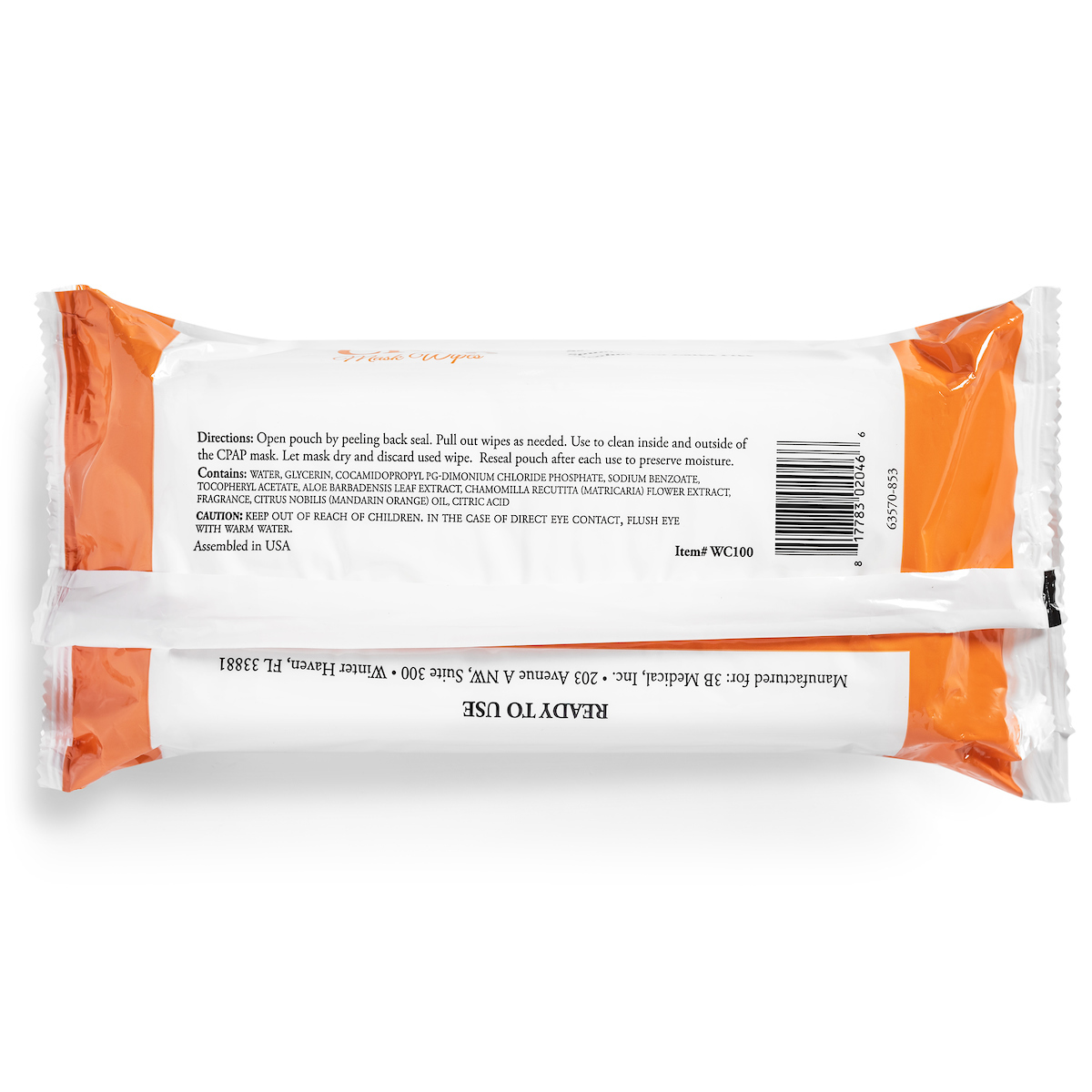 CPAP Wipes Soft Pack Citrus Back CPAP Wipes Clean Luna PAP Mask