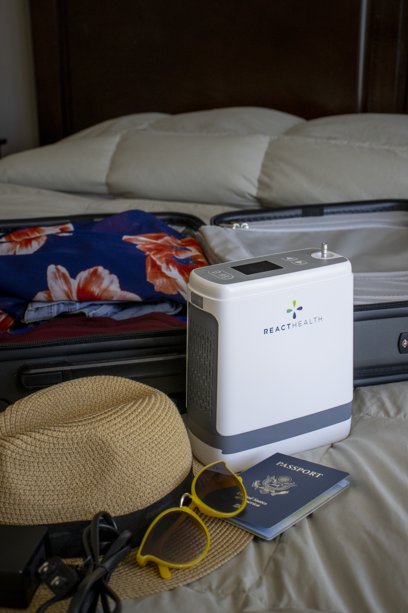 Phoenix Pulse portable oxygen concentrator packed for travel